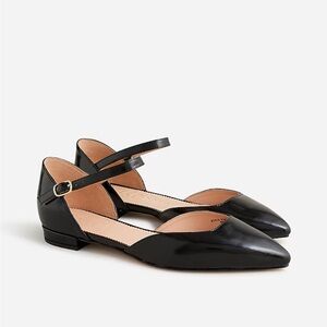 I.Crew black ankle strap flats. Size 8